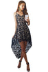 Black Hollow Lace Nude Illusion Hi-low Party Dress